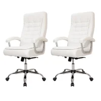 Kit 2 Cadeiras De Escritório Presidente Executiva, Alta Big Confortável, Molas Ensacadas Pillow Top - Branca