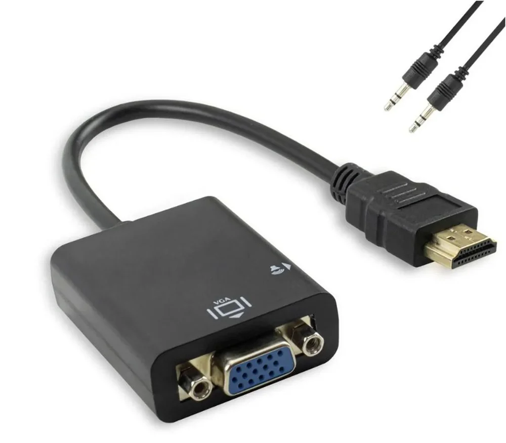 Imagem 2 de 5 do produto Cabo Adaptador HDMI Para VGA, Lelong Conversor ,Com Saída De Áudio P2