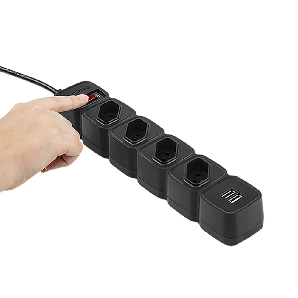Imagem 2 de 5 do produto Protetor Eletronico C/ 4 Tomadas E 2 Usb - Epe 204 Usb Pt