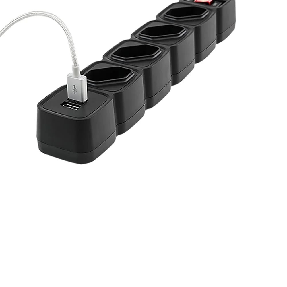 Imagem 3 de 5 do produto Protetor Eletronico C/ 4 Tomadas E 2 Usb - Epe 204 Usb Pt