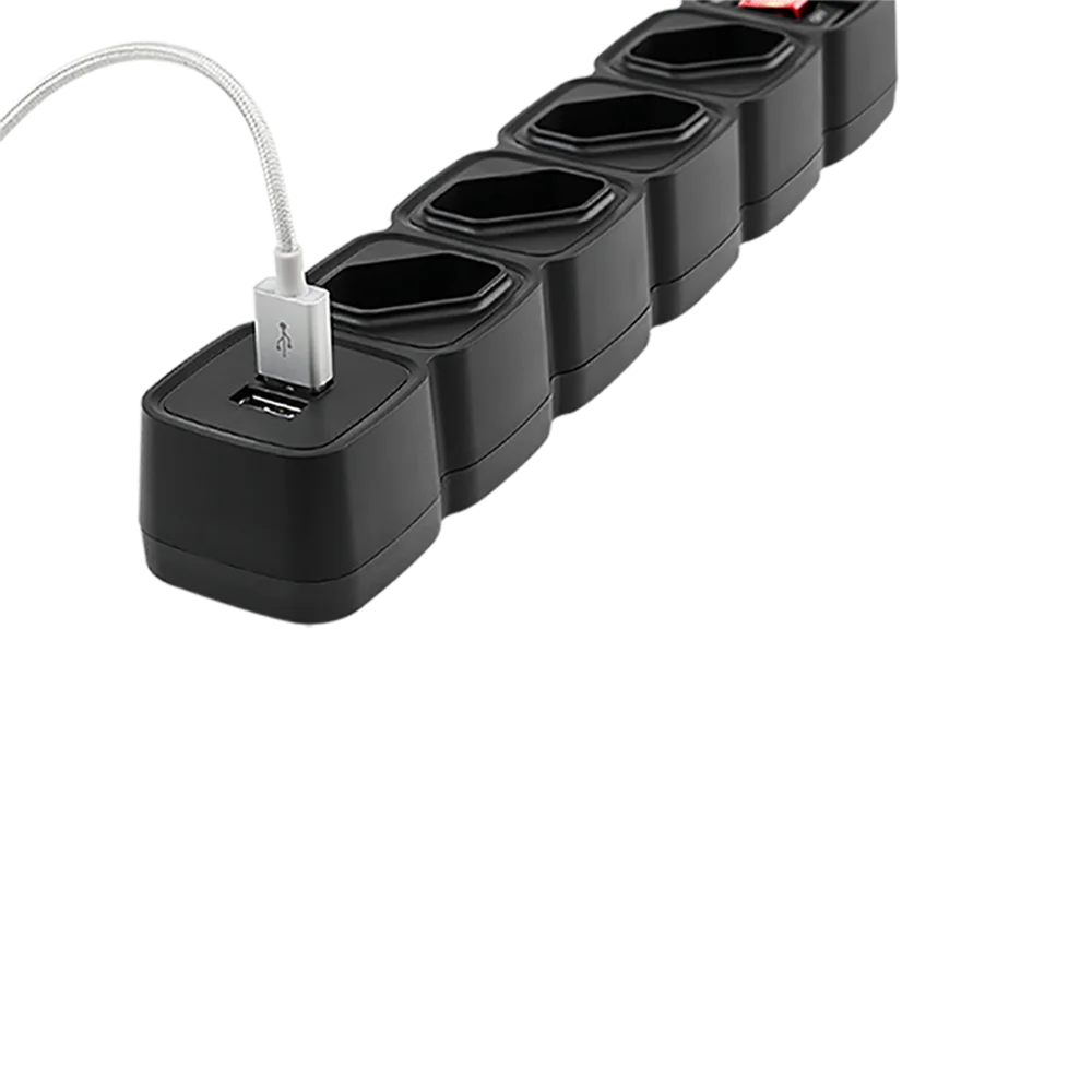 Imagem 5 de 5 do produto Protetor Eletronico C/ 4 Tomadas E 2 Usb - Epe 204 Usb Pt