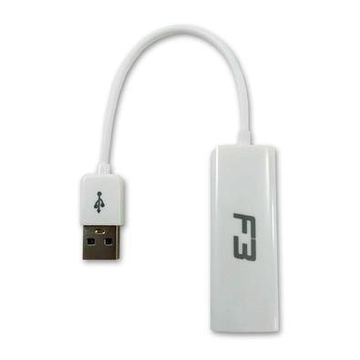 Cabo Adaptador USB 2.0 Para RJ45 F3, 10/100Mbps, 14cm, Branco - JC-AD-RJ45-2.0