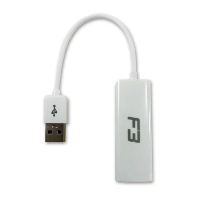 Cabo Adaptador USB 2.0 Para RJ45 F3, 10/100Mbps, 14cm, Branco - JC-AD-RJ45-2.0