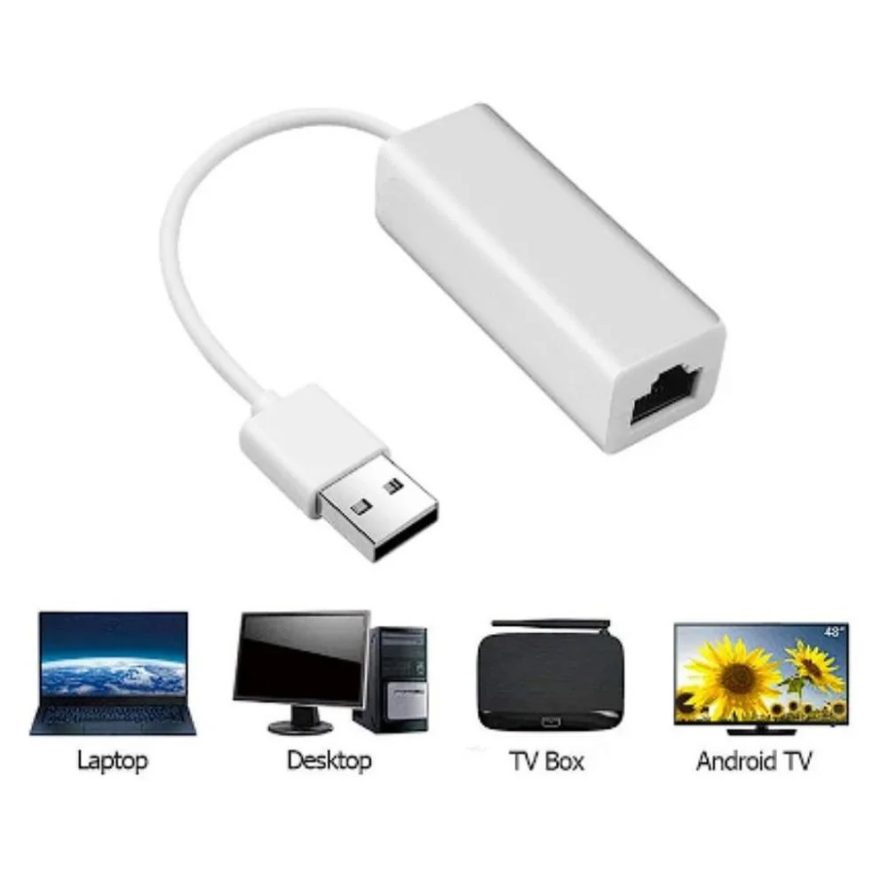 Imagem 2 de 3 do produto Cabo Adaptador USB 2.0 Para RJ45 F3, 10/100Mbps, 14cm, Branco - JC-AD-RJ45-2.0