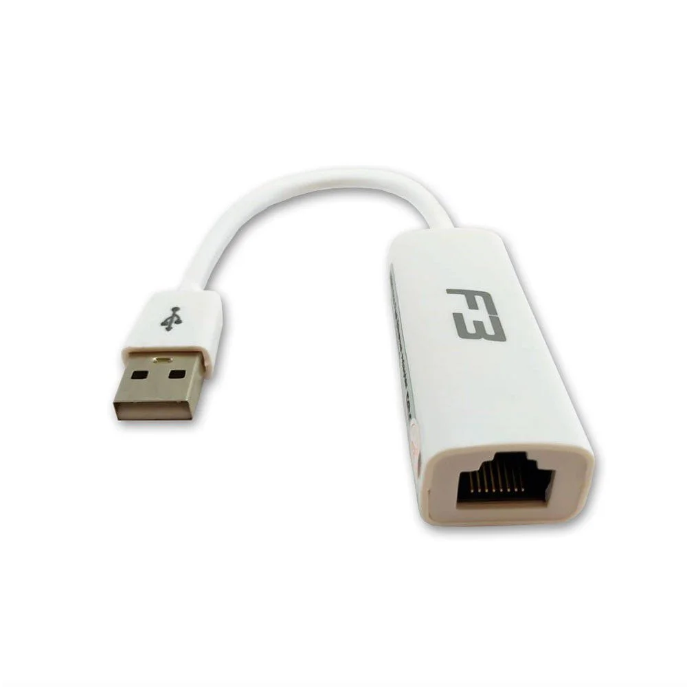 Imagem 3 de 3 do produto Cabo Adaptador USB 2.0 Para RJ45 F3, 10/100Mbps, 14cm, Branco - JC-AD-RJ45-2.0
