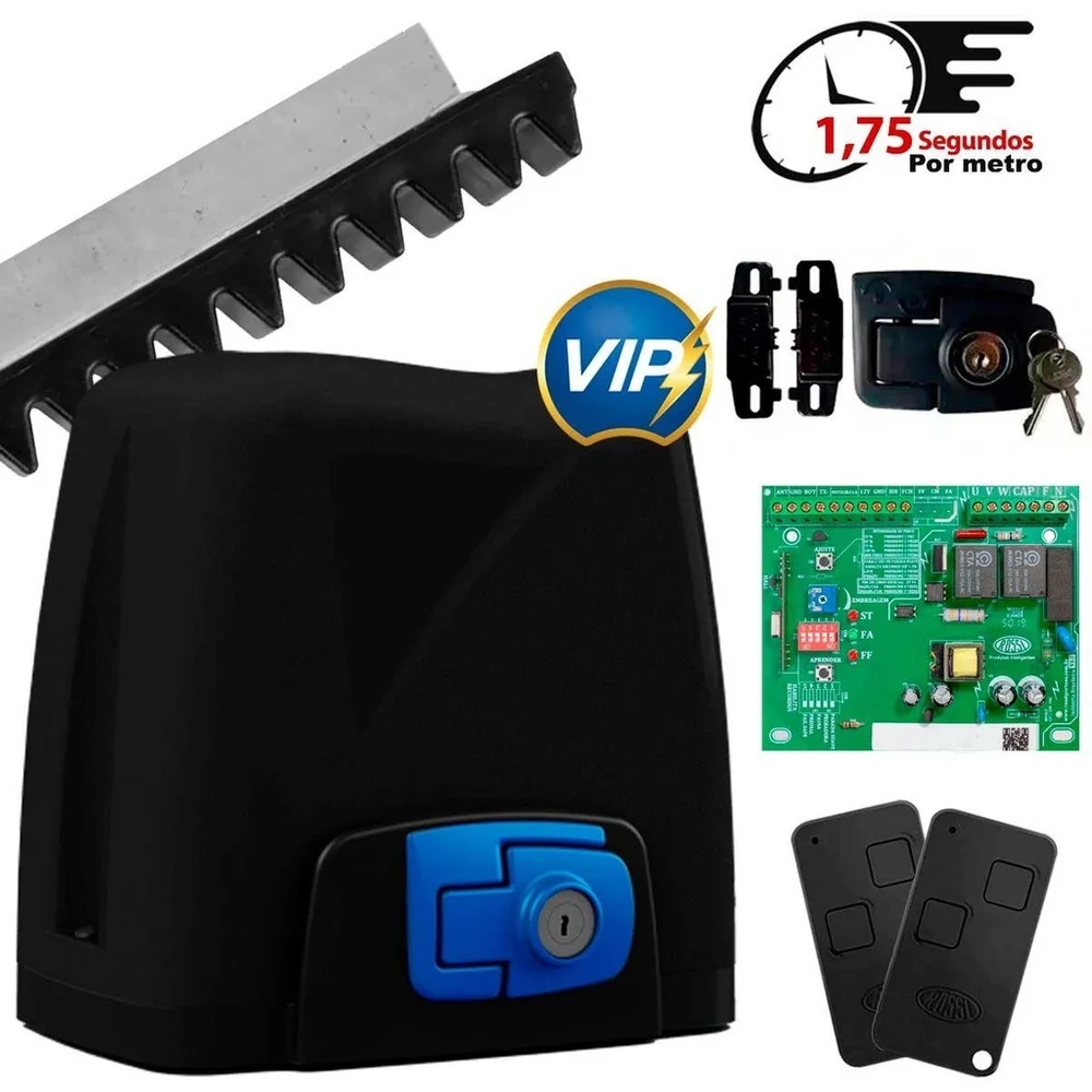 Imagem 2 de 4 do produto Kit Motor Portão Eletrônico Deslizante Rossi Dz Atto Vip 300kg 127v Abertura Super Rápida 4 Metros - 127v