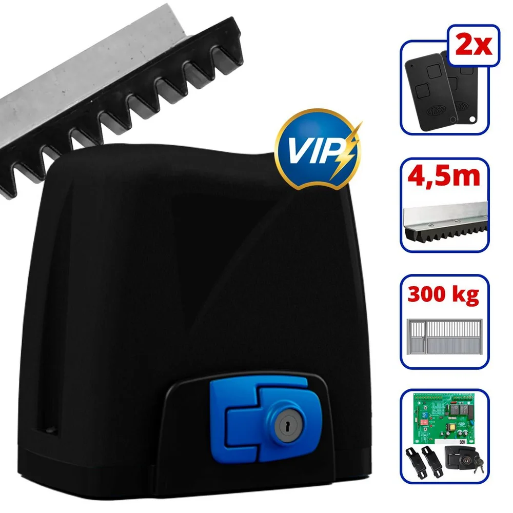 Imagem 2 de 4 do produto Kit Motor Portão Eletrônico Deslizante Rossi Dz Atto Vip 300kg 220v Abertura Super Rápida + 4.5 Metros - 220v