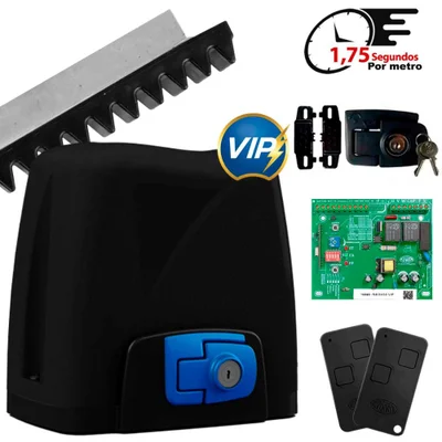 Kit Motor Portão Eletrônico Deslizante Rossi Dz Atto Vip 300kg 127v Abertura Super Rápida + 5 Metros - 127v