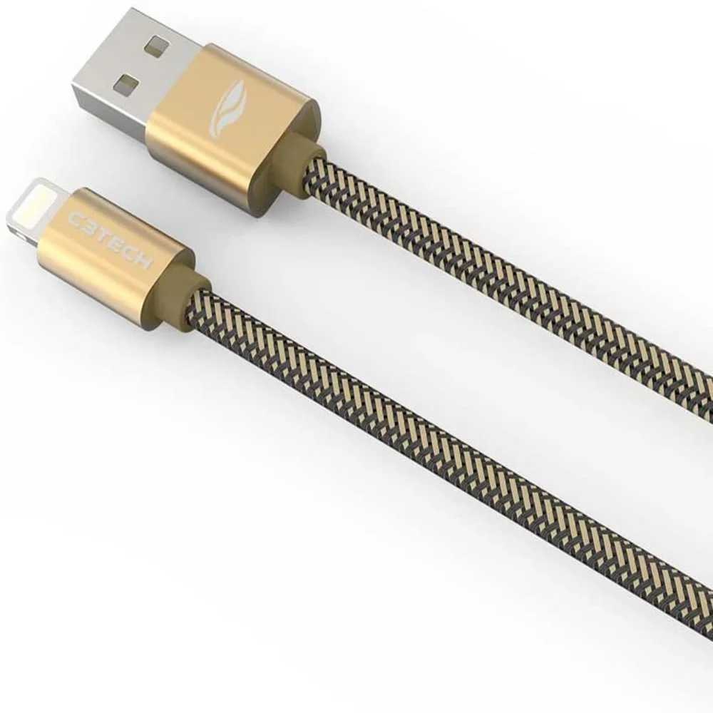 Imagem 4 de 5 do produto Cabo USB C3Tech, Lightning 2.0a, 2 Metros, Dourado - Cb-210gd