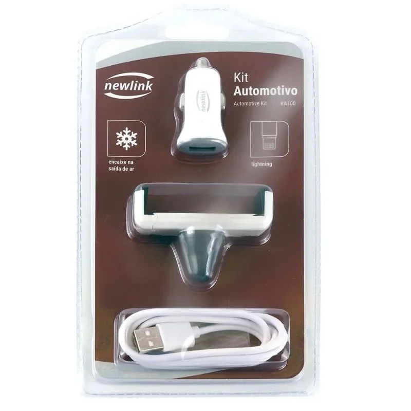 Imagem 2 de 3 do produto Kit Veicular Carregador Lightning E Suporte Para Smartphone Neelink Ka100 Branco