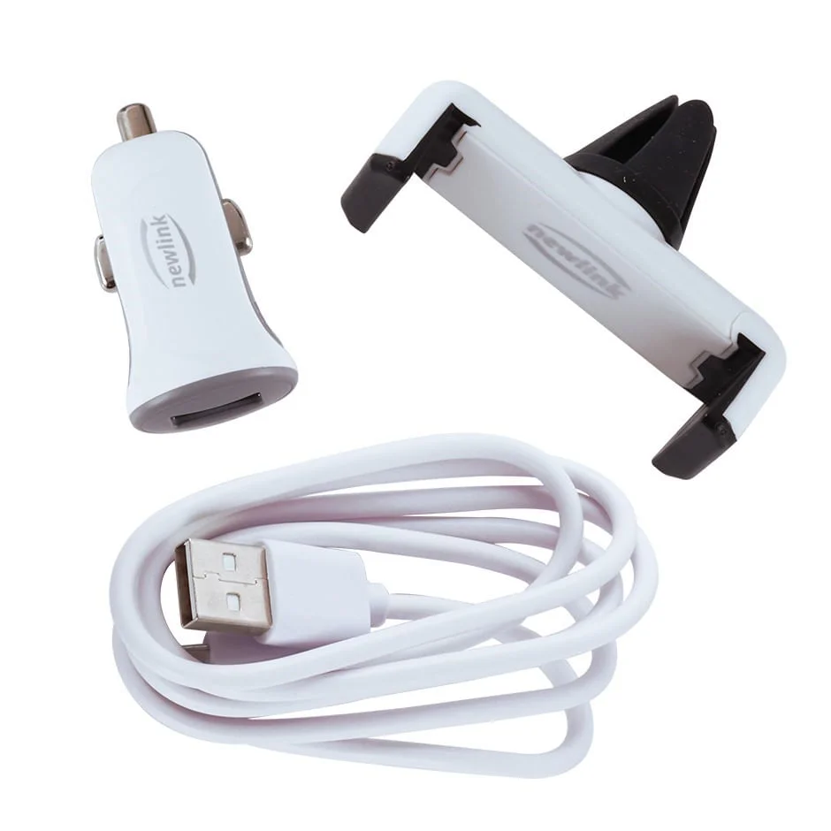 Imagem 3 de 3 do produto Kit Veicular Carregador Lightning E Suporte Para Smartphone Neelink Ka100 Branco