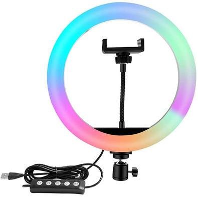 Ring Light Colorida Rgb 26cm Com Tripé Instagram Tik Tok
