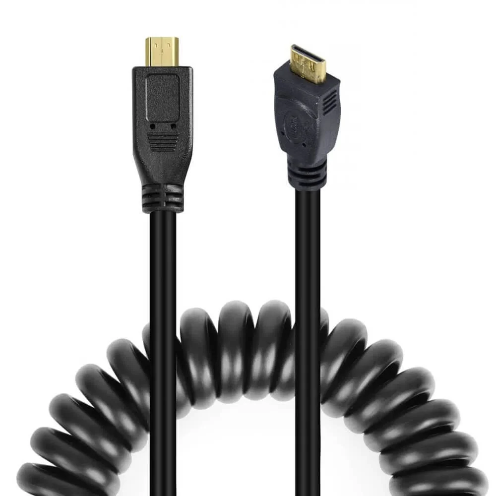 Imagem 2 de 3 do produto Cabo Espiral Mini-hdmi X Micro-hdmi 2.0 4k Hd De 40cm.