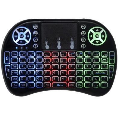 Mini Teclado Mouse Iluminado Led Touchpad Wireless Bluetooth Wifi Sem Fio Bateria Usb I8 Preto