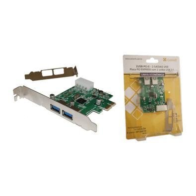 Placa USB 3.0 5gbps Pci-e X1 Com 2 Portas + Perfil Baixo Comm5 - 2usb-pci-e