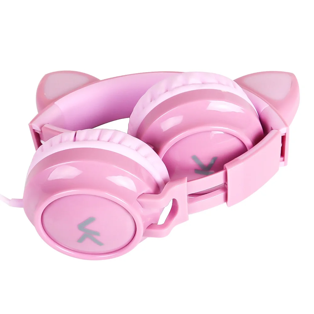 Imagem 3 de 5 do produto Fone De Ouvido Headset Kitty Ear - Orelha De Gato Rosa Com Microfone Cabo 1.2m Plug P2 Estereo P3 - Ke120r