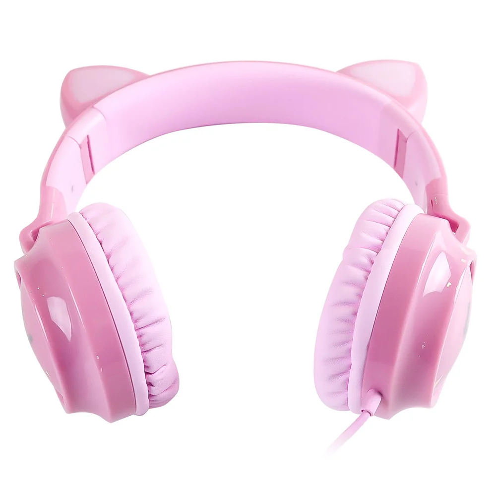 Imagem 5 de 5 do produto Fone De Ouvido Headset Kitty Ear - Orelha De Gato Rosa Com Microfone Cabo 1.2m Plug P2 Estereo P3 - Ke120r