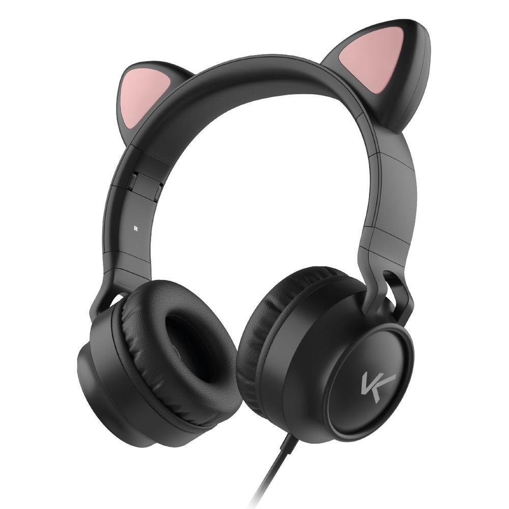 Orelhinhas para headset fone gatinho lobinho pelúcia preto