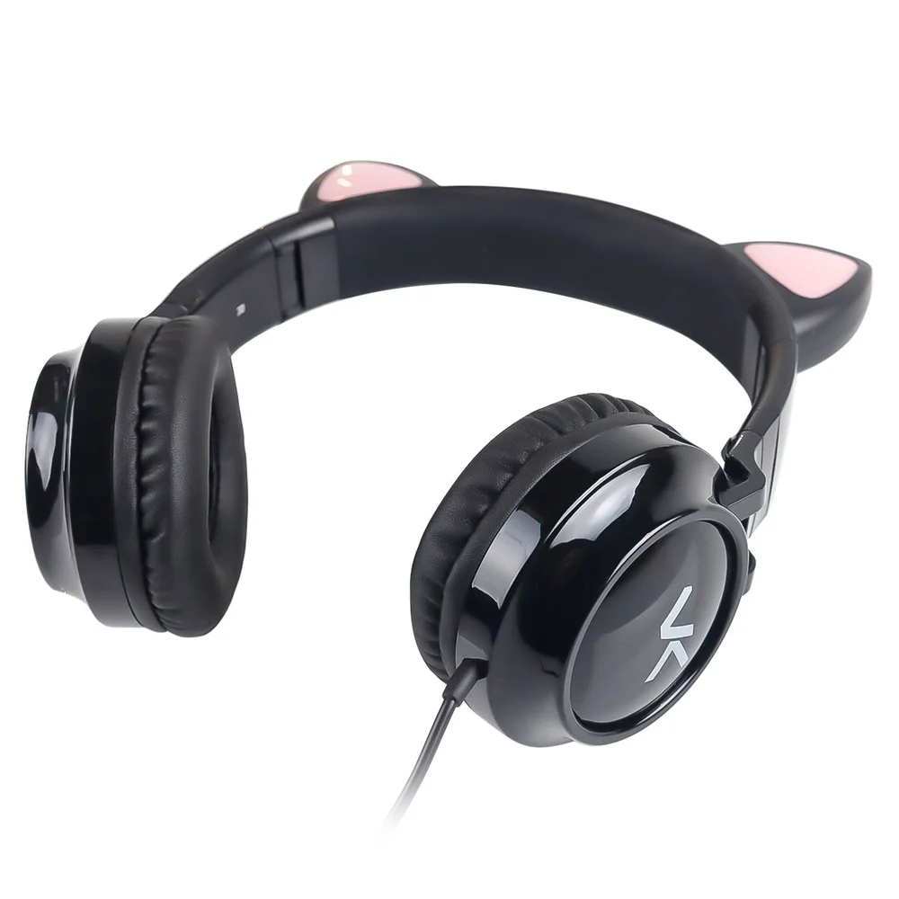 Imagem 5 de 5 do produto Fone Headset Kitty Ear - Orelha De Gato Preto Com Microfone Cabo 1.2m Plug P2 Estereo P3 - Ke100p