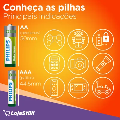Pilha Recarregável AA Philips, 4 Unidades, 2500mAh - R6B4RTU25/59 — foto 2