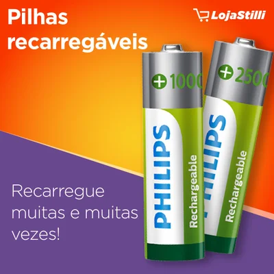 Pilha Recarregável AA Philips, 4 Unidades, 2500mAh - R6B4RTU25/59 — foto 3