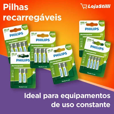 Pilha Recarregável AA Philips, 4 Unidades, 2500mAh - R6B4RTU25/59 — foto 5