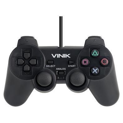 Controle Compatível Com PlayStation 2 Com Fio Para Video Game Com Vibração  E Conexão USB Analógico Compatível Com Computador Preto LINHA PREMIUM DUPIN