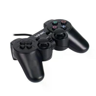 Controle Compatível Com PlayStation 2 Com Fio Para Video Game Com Vibração  E Conexão USB Analógico Compatível Com Computador Preto LINHA PREMIUM DUPIN