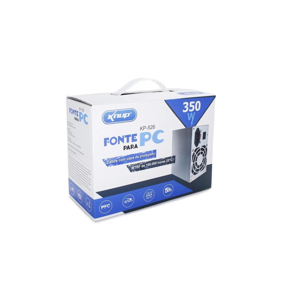 Imagem 5 de 5 do produto Fonte Knup ATX, 350W Real, Bivolt - KP-526