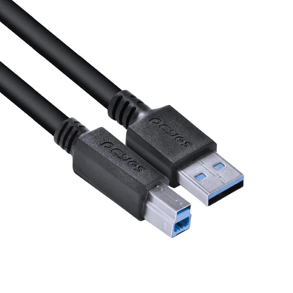 Imagem 2 de 5 do produto Cabo USB A 3.0 Macho Para USB B 3.0 Macho, PCYES 28awg, Para Impressora E HD Externo, Puro Cobre, 3M - Puabm3-3