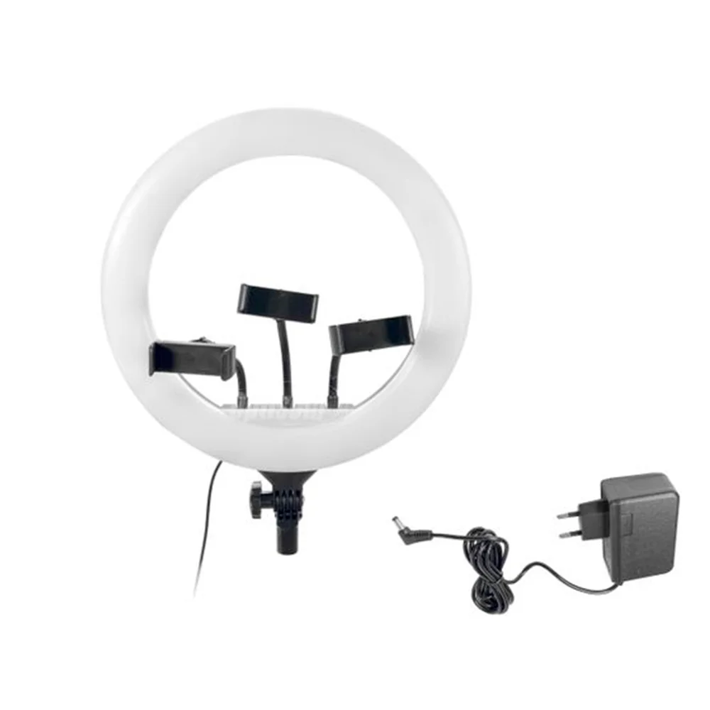 Imagem 3 de 3 do produto Suporte Smartphone Exbom Iluminador Ring Light 14" 240 LEDs 3200k 5600k Flexivel Ilum-r14w25