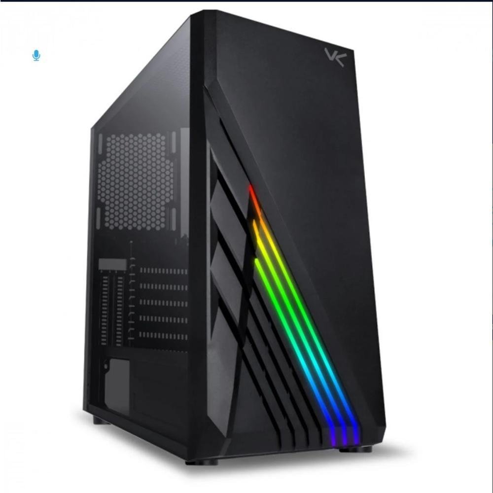 Imagem 2 de 4 do produto Gabinete Gamer Vx Scorpius Com Vidro Temperado Preto Frontal Com Led RGB Placa De Video Vertical