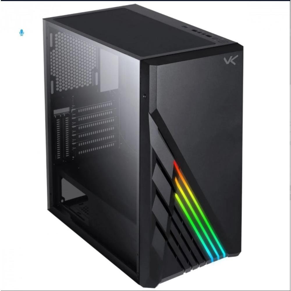 Imagem 3 de 4 do produto Gabinete Gamer Vx Scorpius Com Vidro Temperado Preto Frontal Com Led RGB Placa De Video Vertical