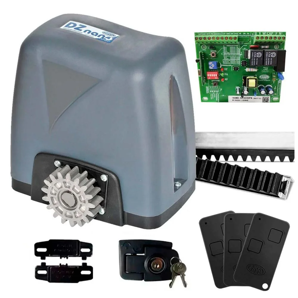 Kit Motor Automatizador De Portão Eletrônico Dz Nano 220v 1/4 Rossi Para Portões Até 600kg 5 Metros - 220V Kit Motor Automatizador De Portão Eletrônico Dz Nano 220v 1/4 Rossi Para Portões Até 600kg 5 Metros - 220V