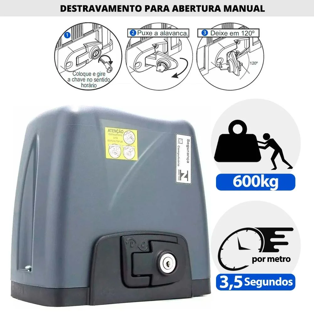 Kit Motor Automatizador De Portão Eletrônico Dz Nano 220v 1/4 Rossi Para Portões Até 600kg 5 Metros - 220V Kit Motor Automatizador De Portão Eletrônico Dz Nano 220v 1/4 Rossi Para Portões Até 600kg 5 Metros - 220V