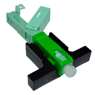 Conector Óptico Tipo Fast Com Trava One Click Sc/apc Verde.