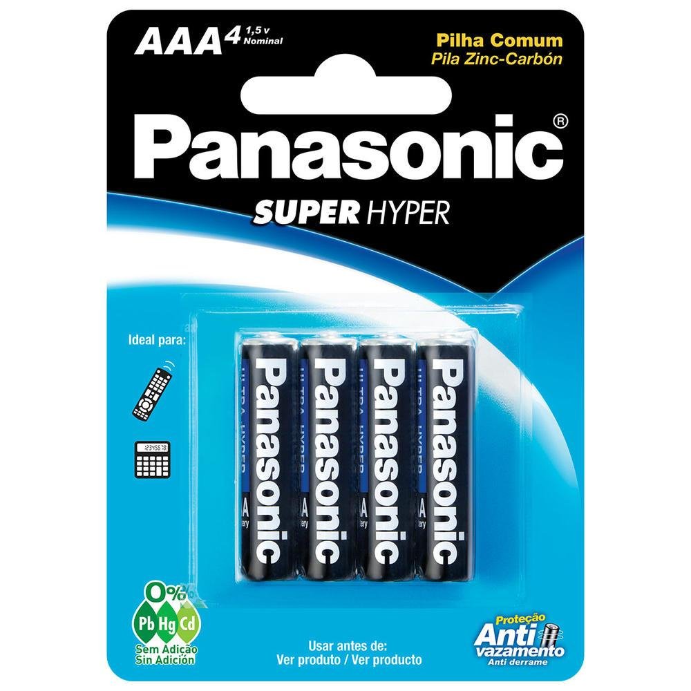Pilha Palito Comum AAA, Com 4 Unidades Panasonic - R03UAL/4B400
