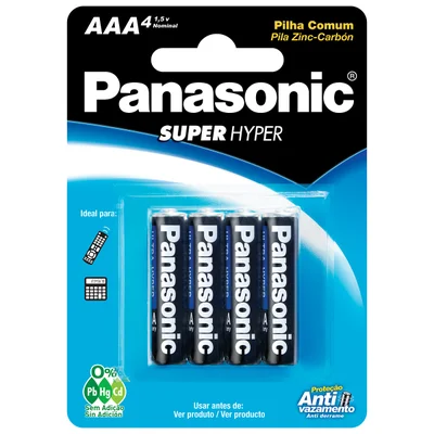 Pilha Palito Comum AAA, Com 4 Unidades Panasonic - R03UAL/4B400