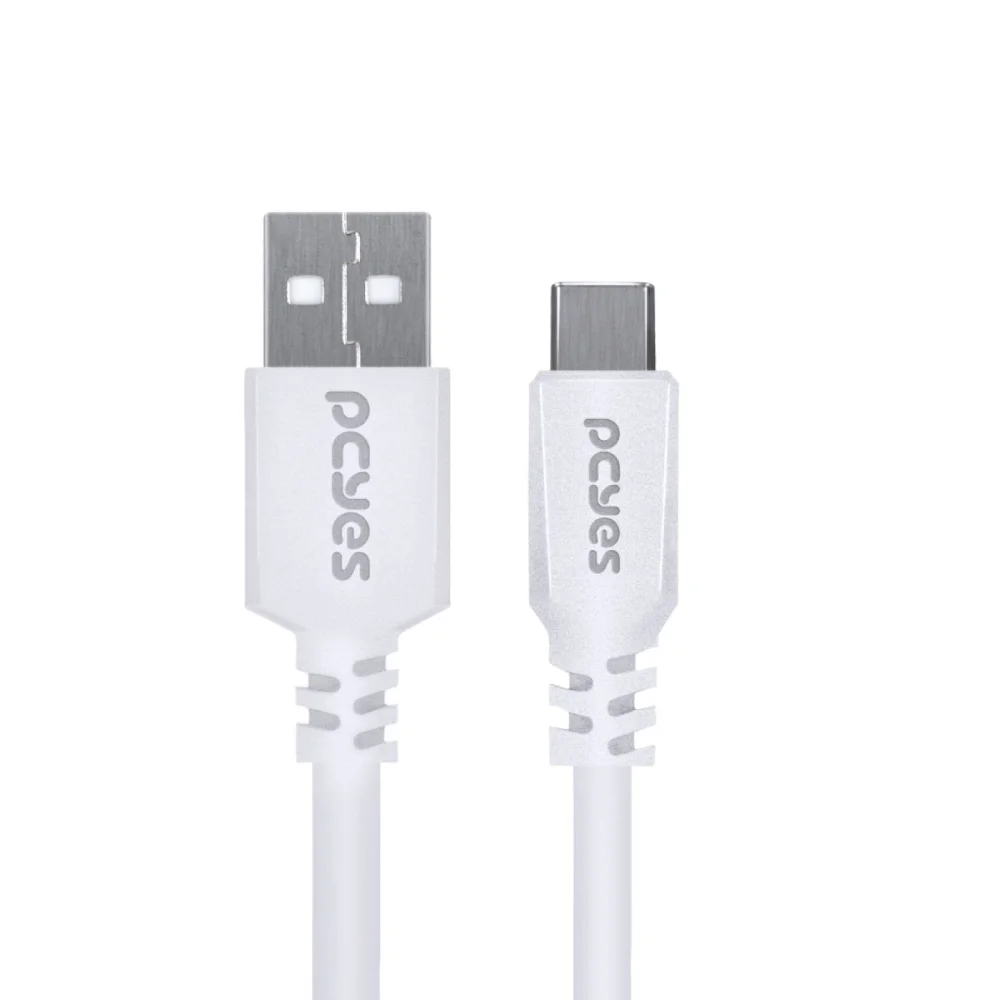 Imagem 1 de 5 do produto Cabo Para Celular Smartphone Usb A 2.0 Para Usb Tipo C 2 Metros Branco - Puacb-02