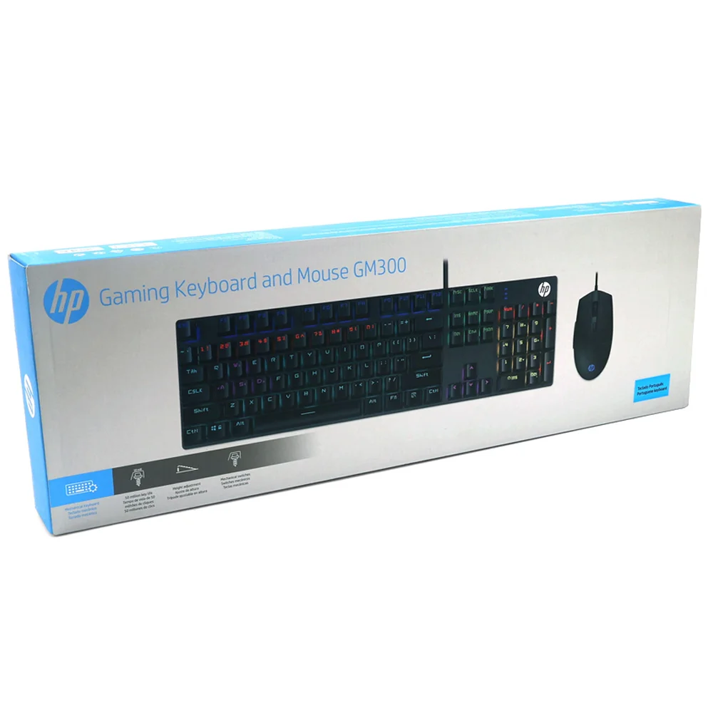 Imagem 3 de 3 do produto Teclado E Mouse Game Hp C/ Fio Usb Membrana C/ Led Rgb Gm300