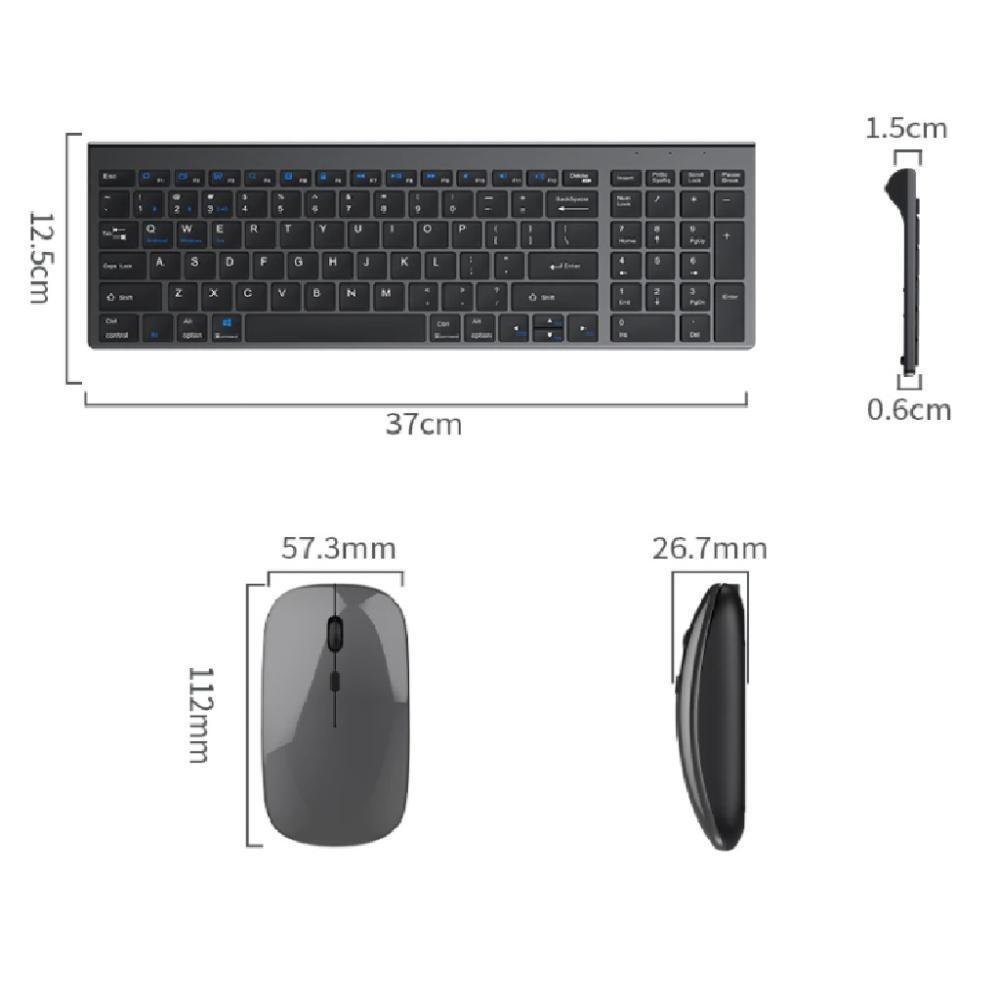Imagem 2 de 2 do produto Kit Teclado E Mouse Sem Fio 2.4g Ultra-fino Recarregável Dw-8078.