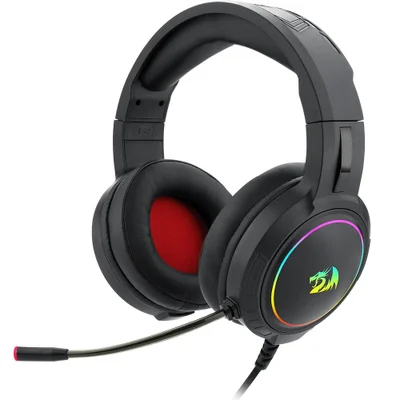 Headset Gamer Redragon H270-rgb Mento, Preto, Drivers 50mm, Controle De Volume RGB, USB + P2, Banhado Com Microfone