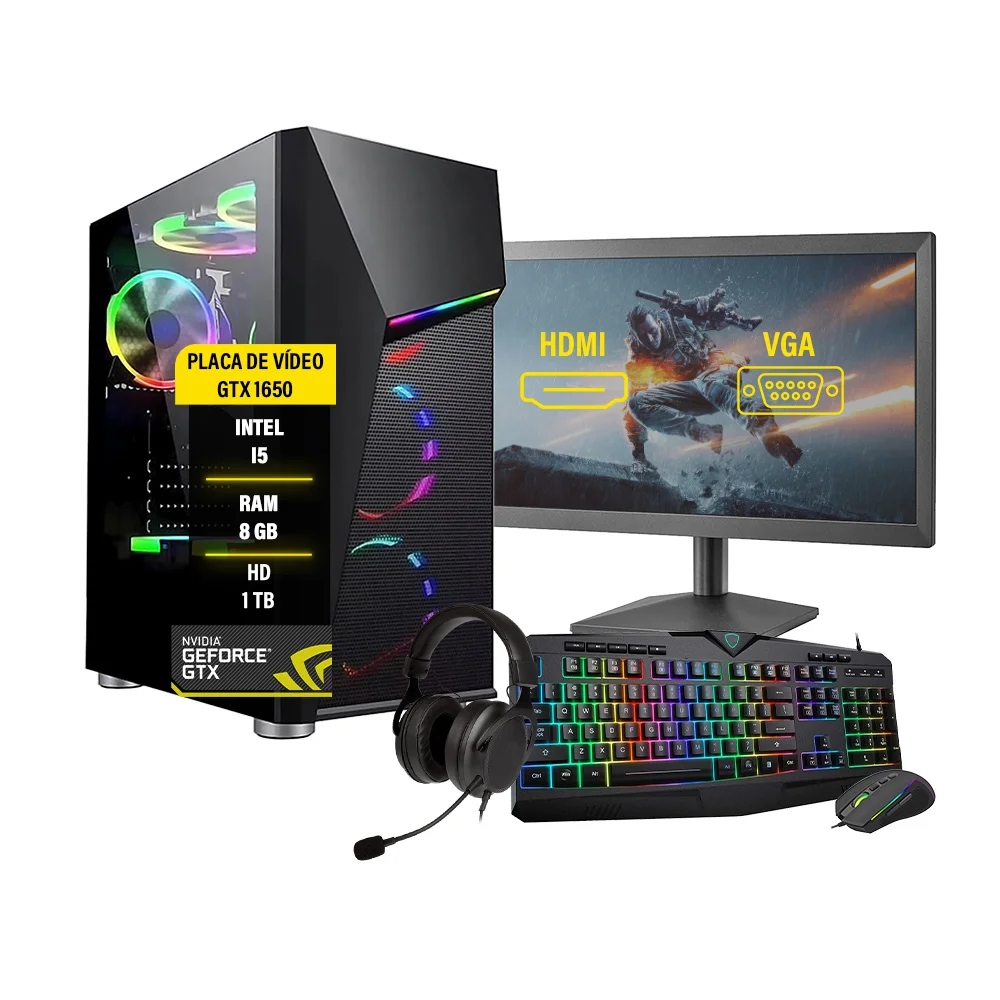 PC Gamer Completo Ghost i5 6º Gtx1650 8GB Hd1TB SSD240GB