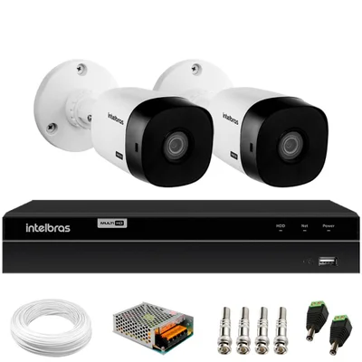 Kit 2 Câmeras Intelbras Vhl 1120b Hd 720p Hdcvi Infra 20m Ip66 + Dvr Intelbras Mhdx 1204 4 Canais