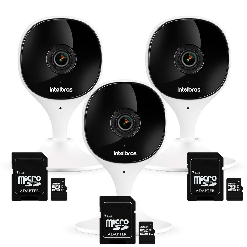 Kit 3 Câmeras Wifi Aúdio Inteligência Artificial