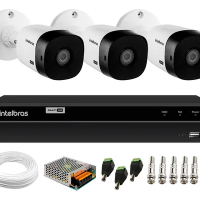 Kit 3 Câmeras Segurança Vhl 1120 B Hd 720p 20m Dvr Inteligente Intelbras Mhdx 1204 4 Canais