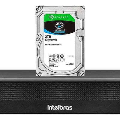 Gravador Digital DVR Intelbras, 16 Canais, Full HD 1080p, Com Inteligência Artificial, MHDX - 3016-C + HD Skyhawk 2TB