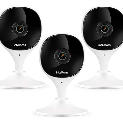 Kit 3 Câmeras Wi-fi Com Aúdio E Inteligência Artificial Imx Intelbras Visão Superwide Branca