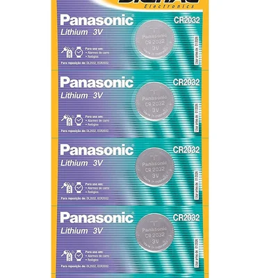 Cartela 5 Baterias Panasonic Cr2032, Moeda Botão, Placa Mãe 3v, Longa Duração