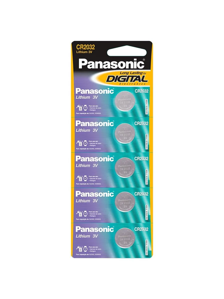 Imagem 5 de 5 do produto Cartela 5 Baterias Panasonic Cr2032, Moeda Botão, Placa Mãe 3v, Longa Duração